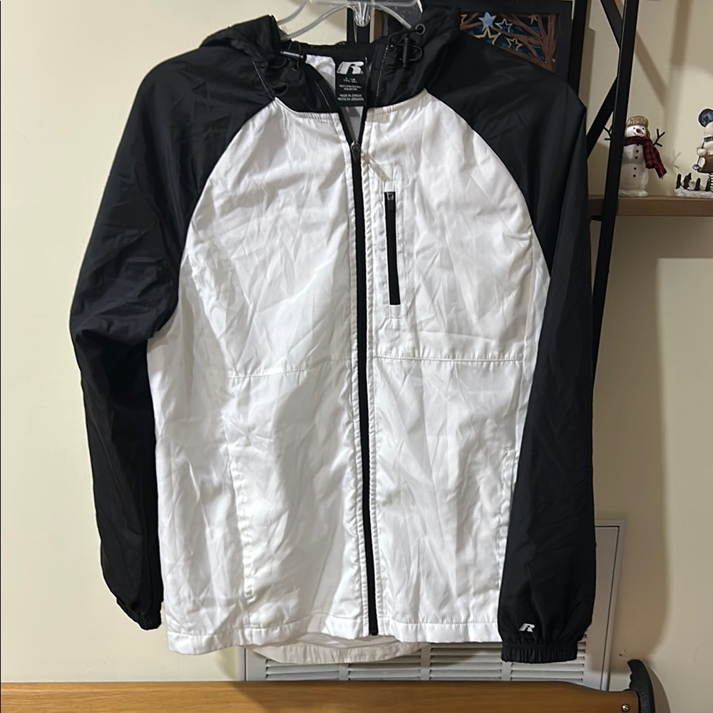 🔥Russell Athletic Black and White Windbreaker Jacket